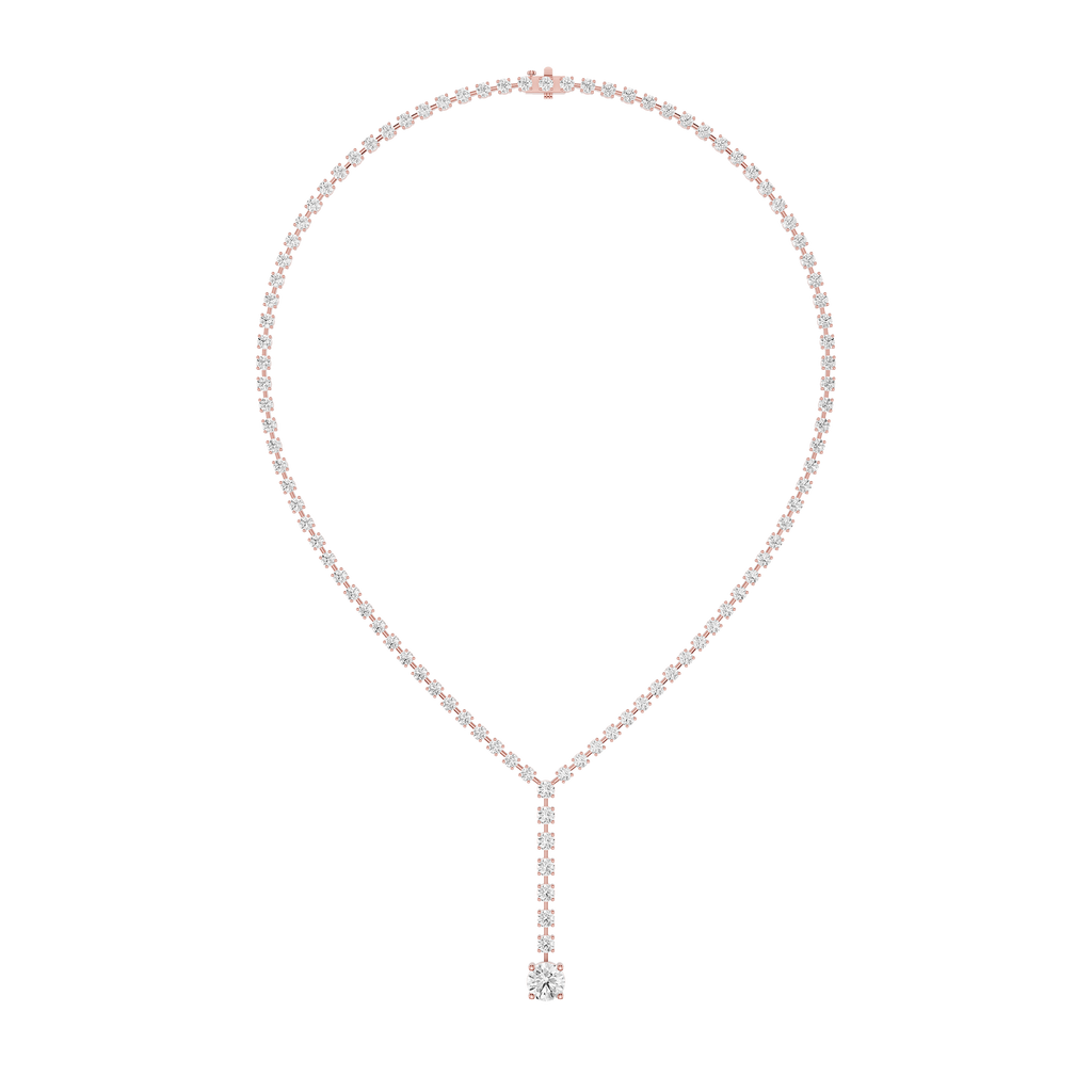 Round Cut Lab Grown Diamond Lariat Tennis Necklace