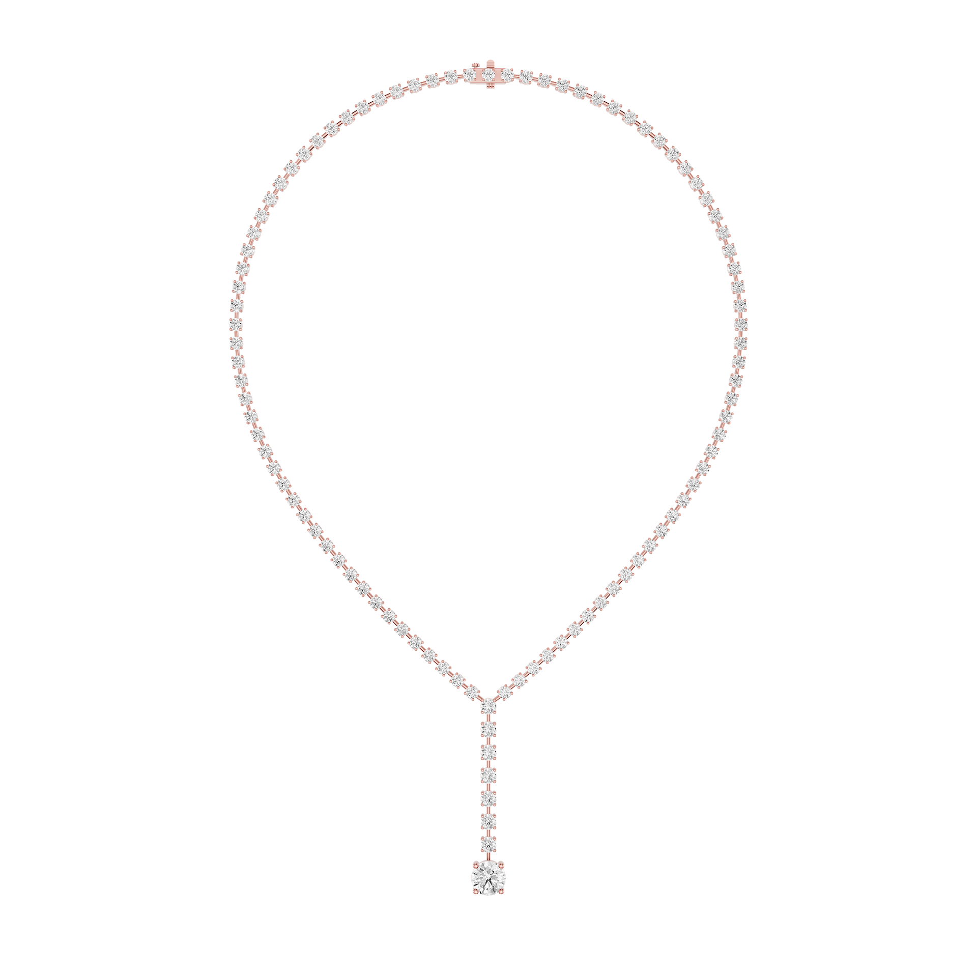 Round Cut Lab Grown Diamond Lariat Tennis Necklace