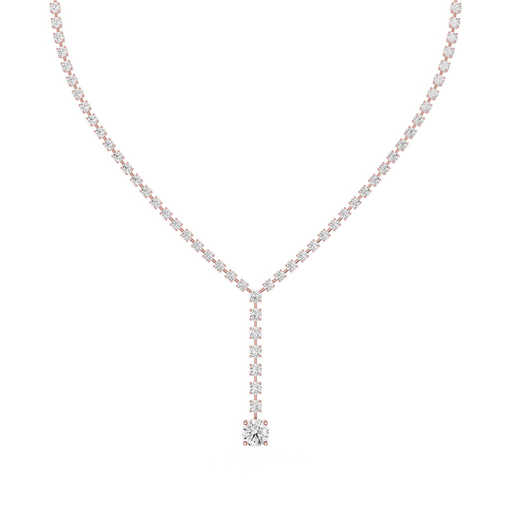 Round Cut Lab Grown Diamond Lariat Tennis Necklace