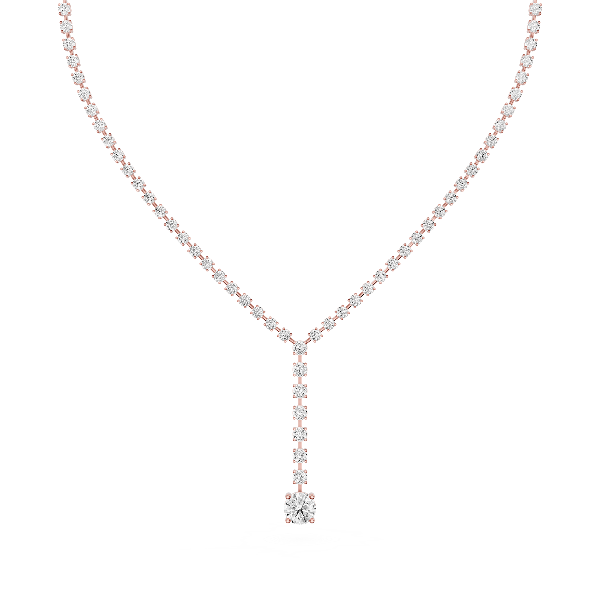 Round Cut Lab Grown Diamond Lariat Tennis Necklace