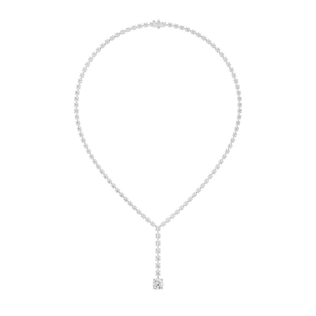 Round Cut Lab Grown Diamond Lariat Tennis Necklace