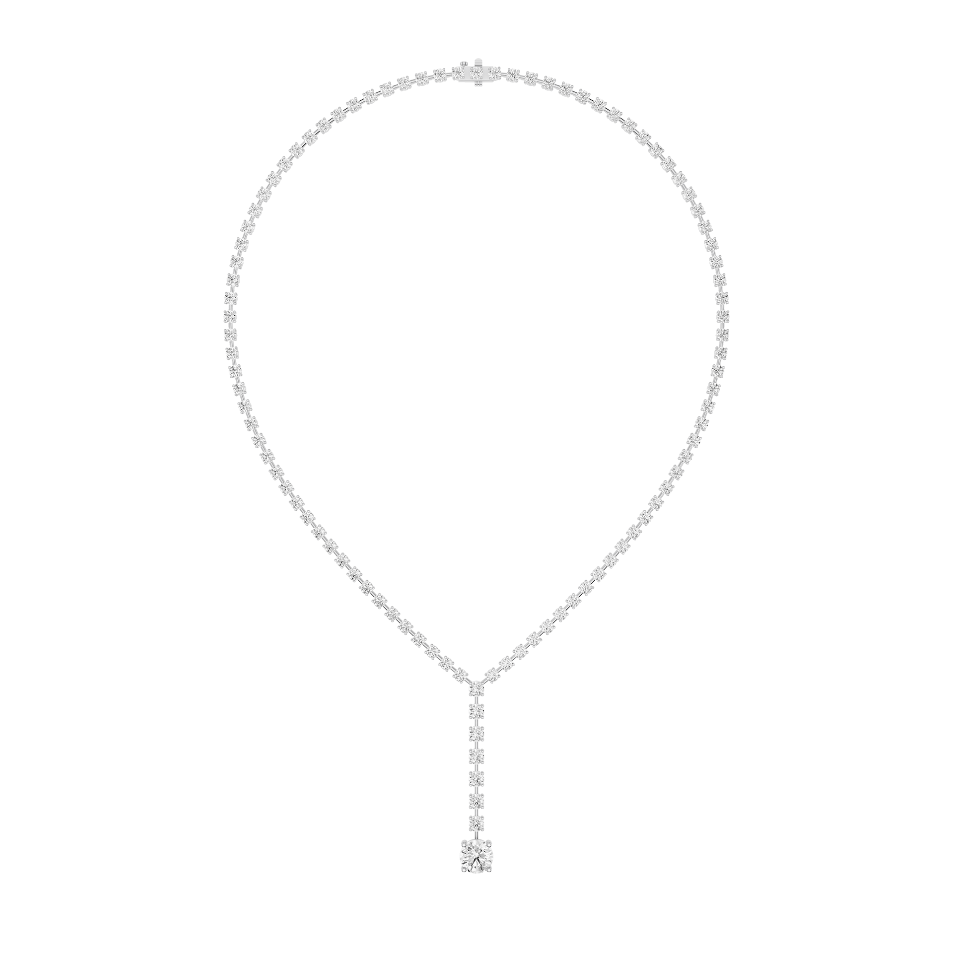 Round Cut Lab Grown Diamond Lariat Tennis Necklace