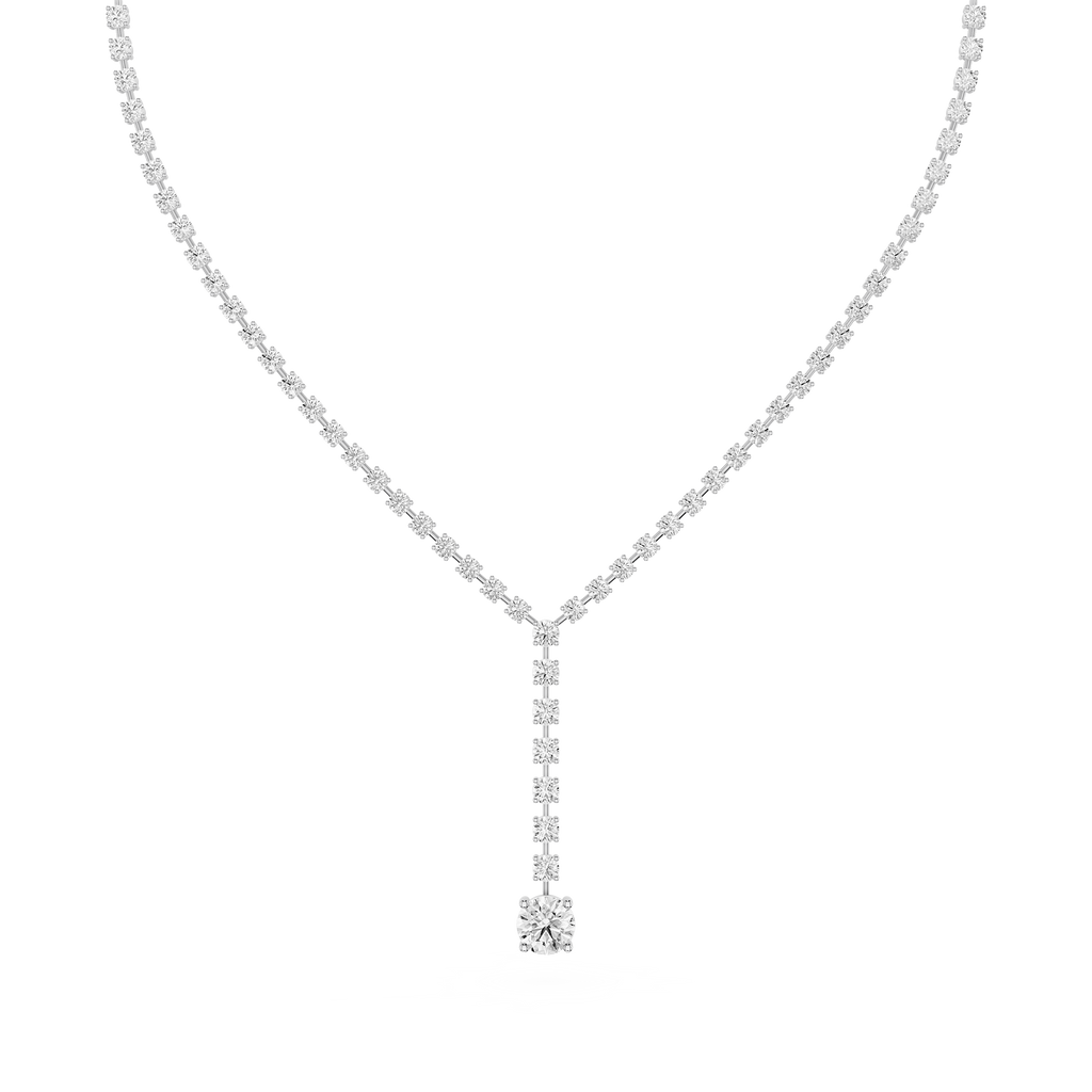 Round Cut Lab Grown Diamond Lariat Tennis Necklace