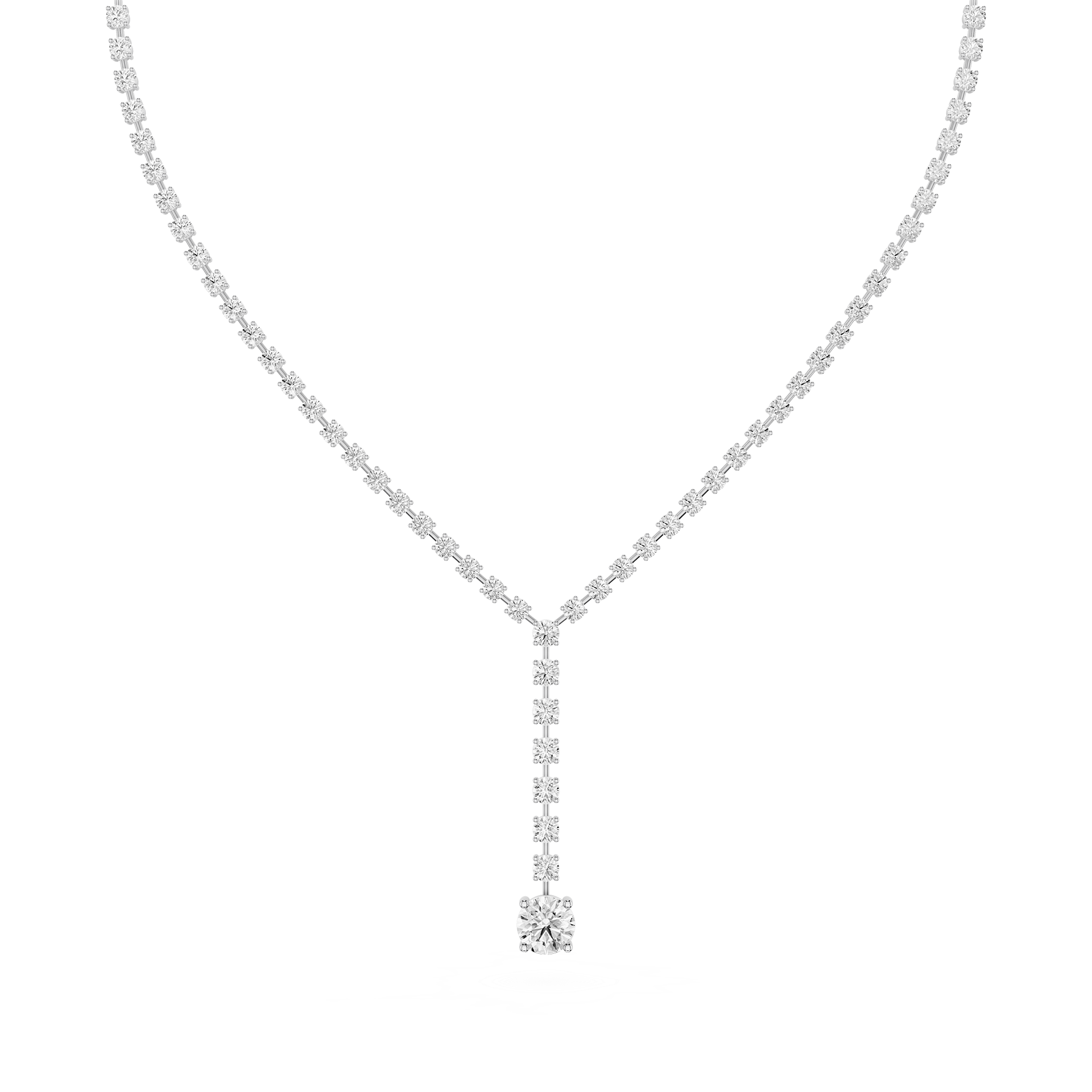 Round Cut Lab Grown Diamond Lariat Tennis Necklace
