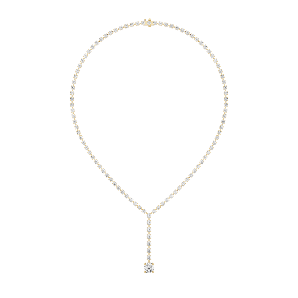 Round Cut Lab Grown Diamond Lariat Tennis Necklace