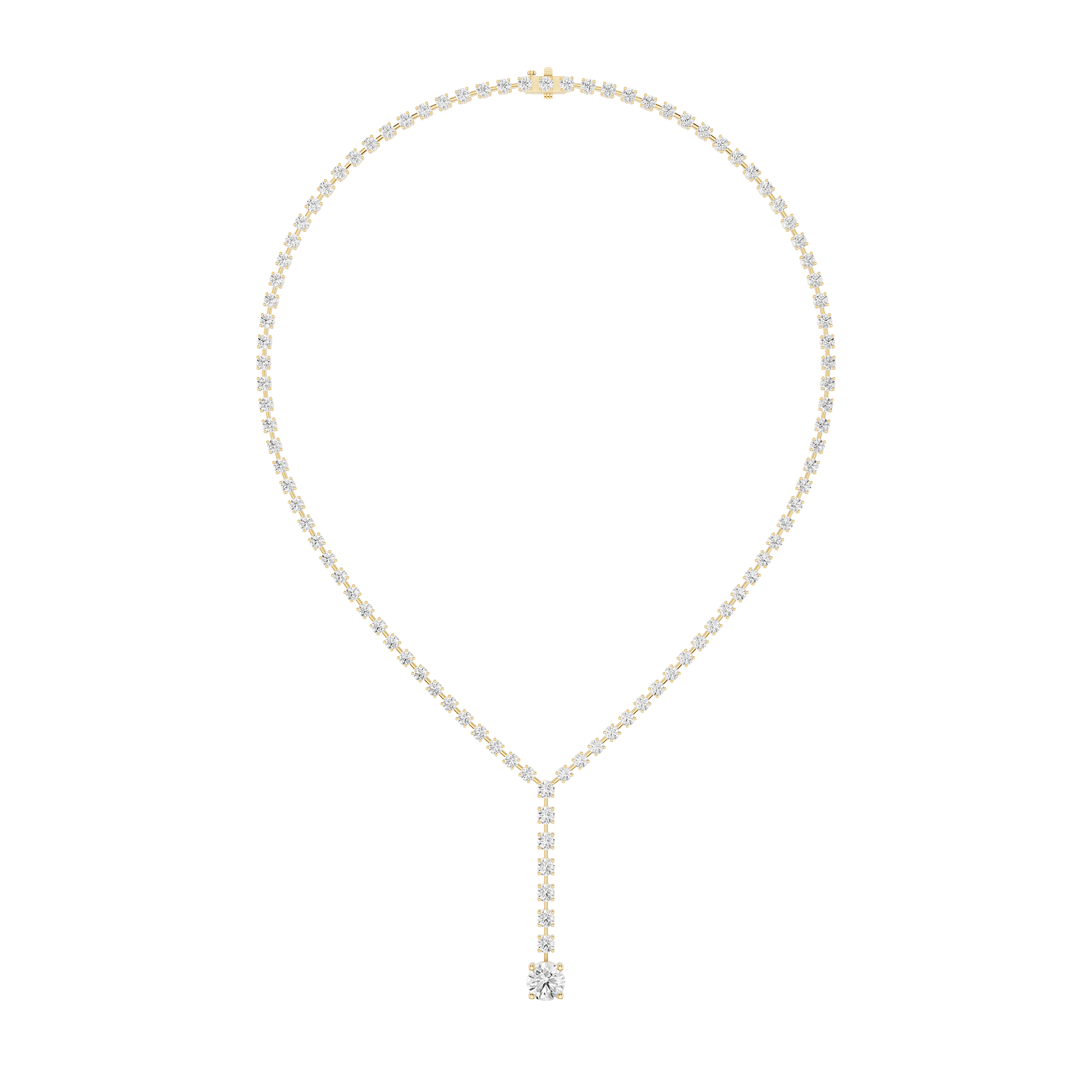 Round Cut Lab Grown Diamond Lariat Tennis Necklace