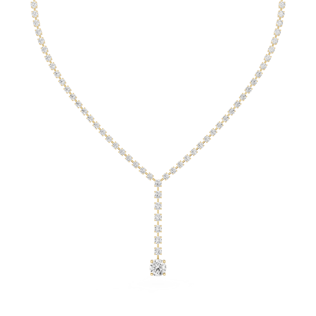Round Cut Lab Grown Diamond Lariat Tennis Necklace