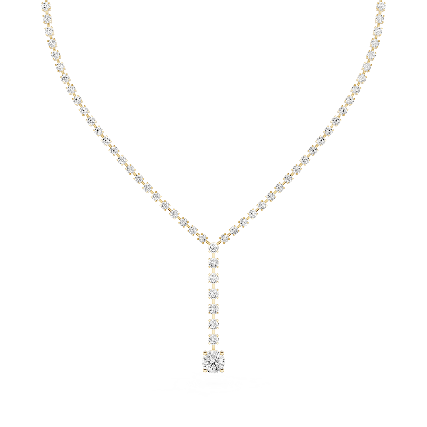 Round Cut Lab Grown Diamond Lariat Tennis Necklace