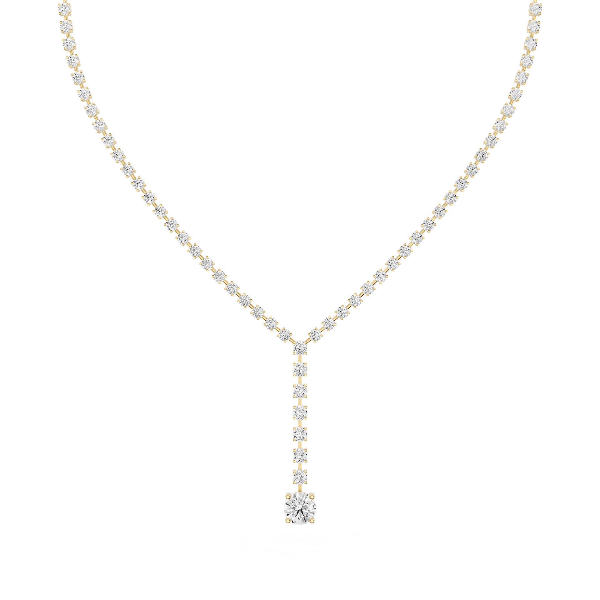 Round Cut Lab Grown Diamond Lariat Tennis Necklace
