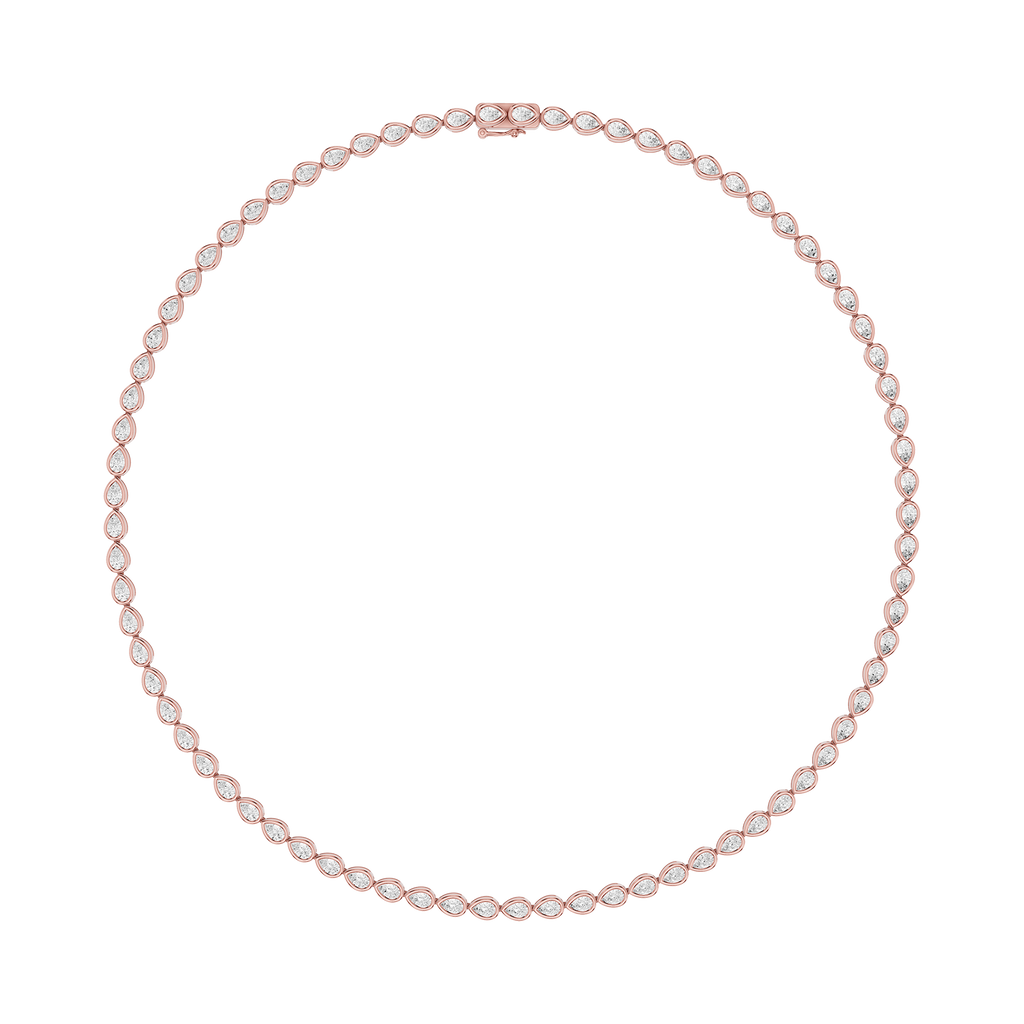 Bezel Set Pear Cut Lab Grown Diamond Tennis Necklace