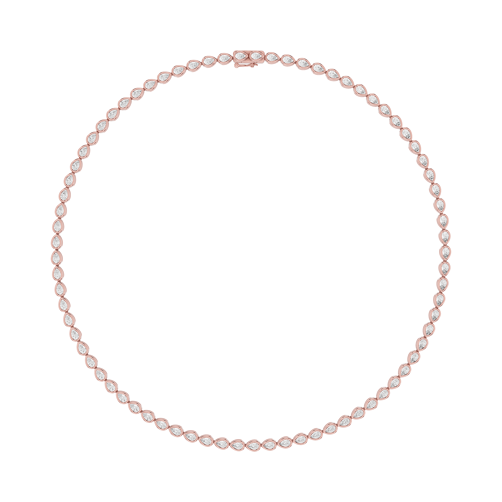 Bezel Set Pear Cut Lab Grown Diamond Tennis Necklace