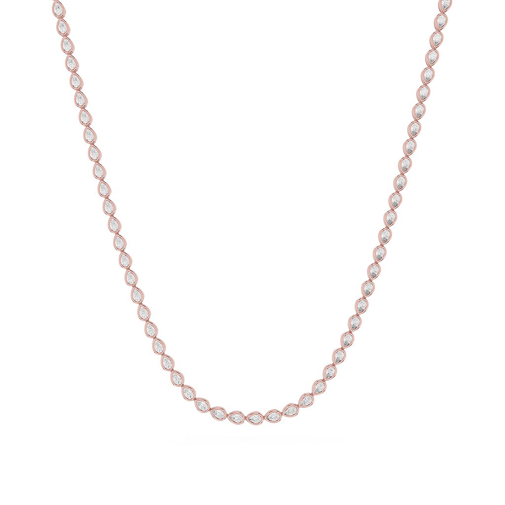 Bezel Set Pear Cut Lab Grown Diamond Tennis Necklace