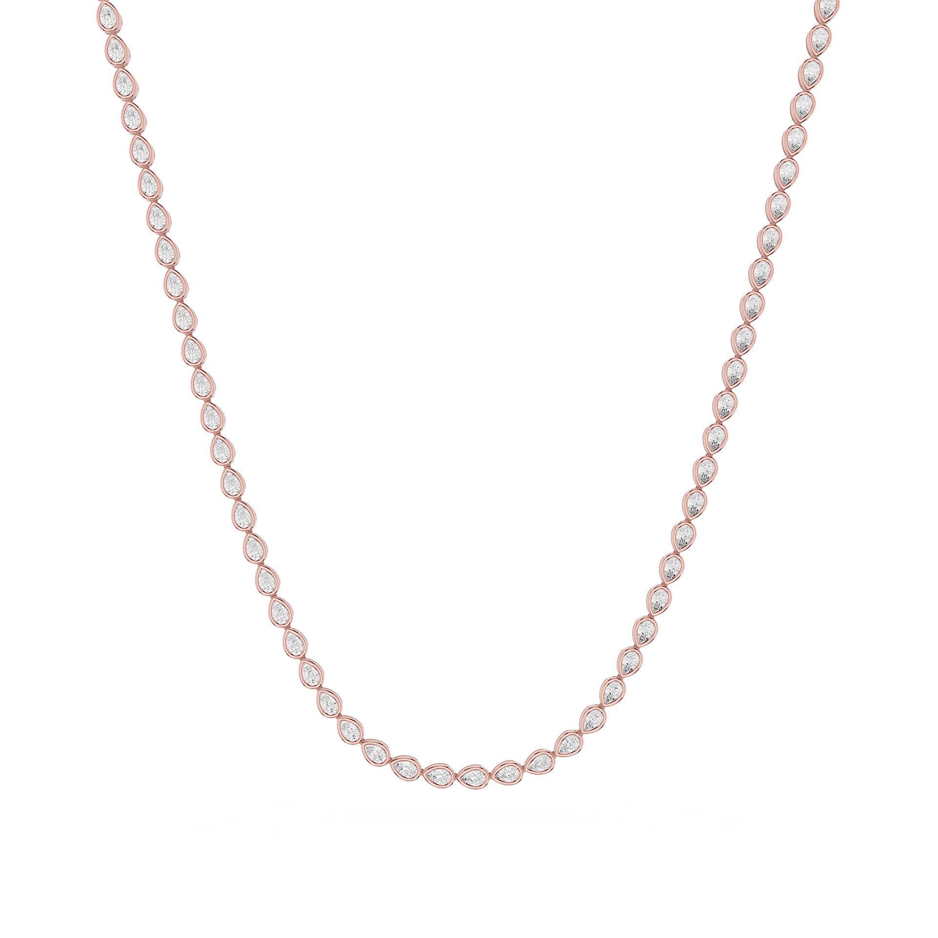 Bezel Set Pear Cut Lab Grown Diamond Tennis Necklace