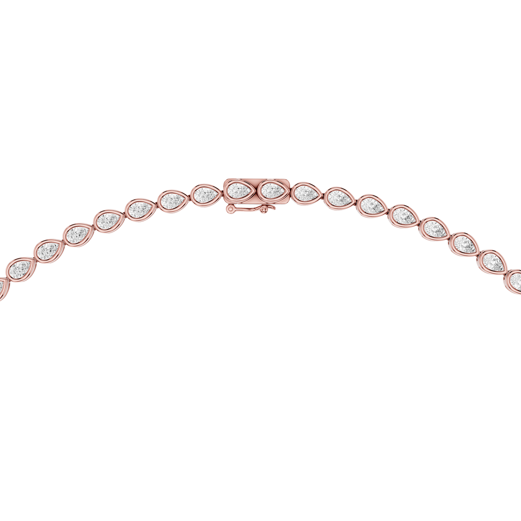 Bezel Set Pear Cut Lab Grown Diamond Tennis Necklace
