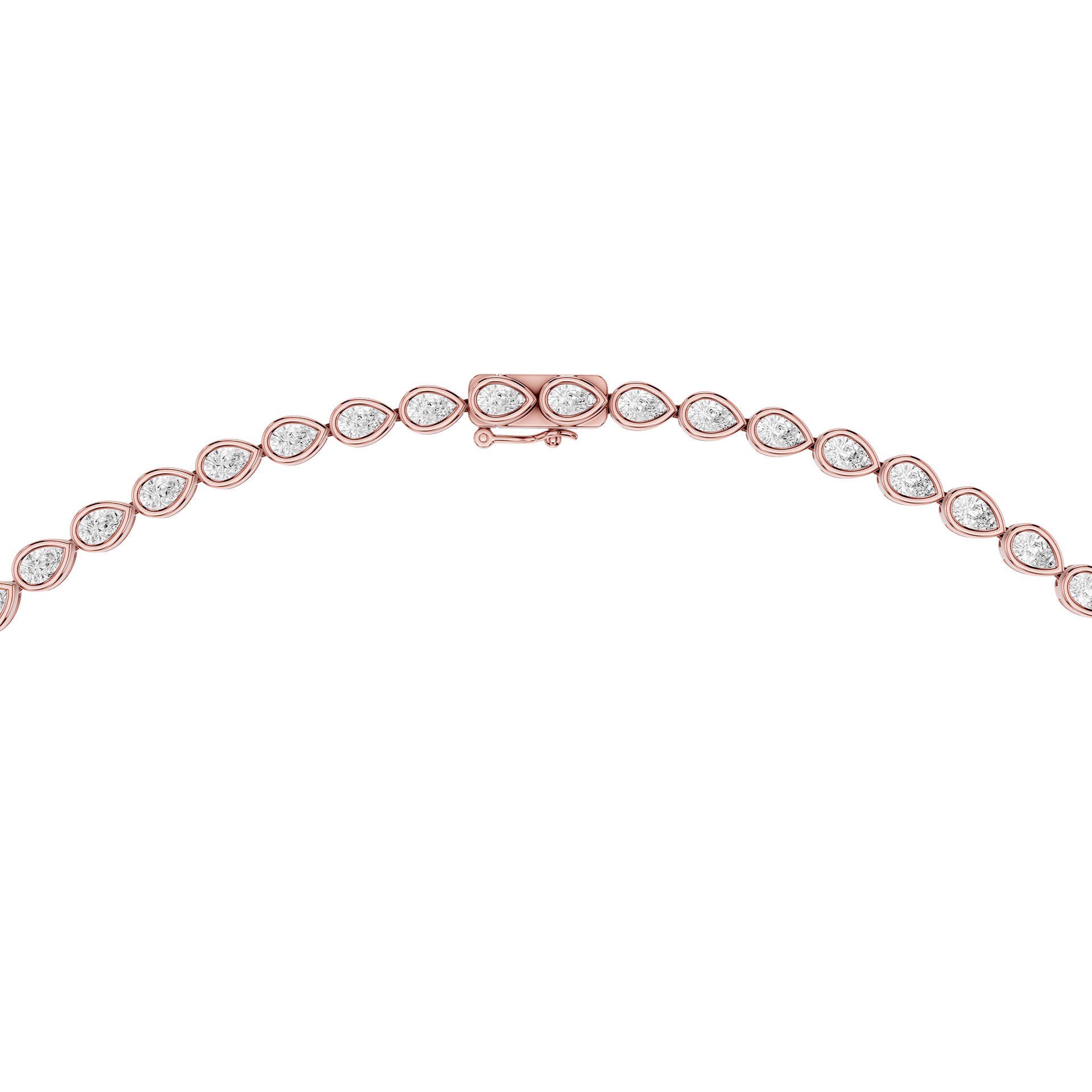 Bezel Set Pear Cut Lab Grown Diamond Tennis Necklace