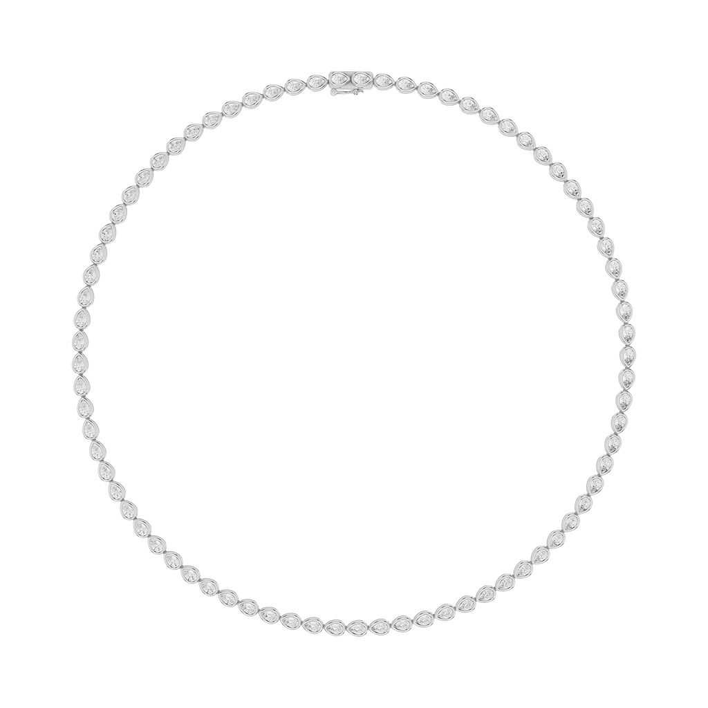 Bezel Set Pear Cut Lab Grown Diamond Tennis Necklace
