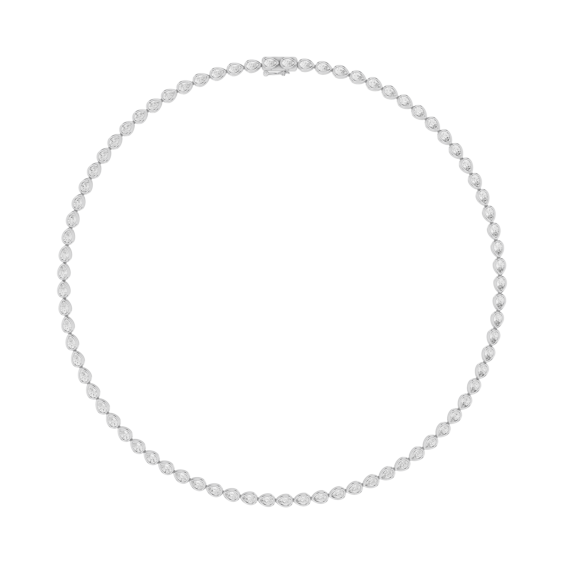 Bezel Set Pear Cut Lab Grown Diamond Tennis Necklace