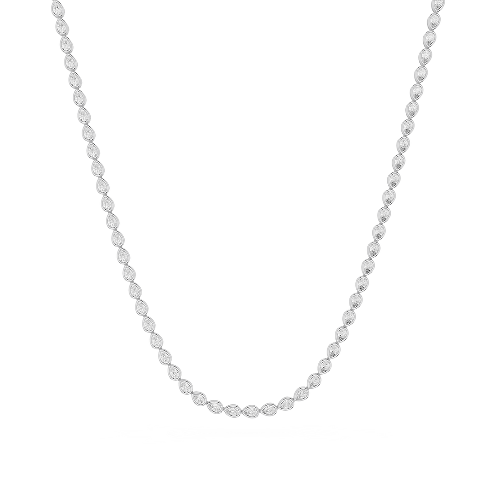 Bezel Set Pear Cut Lab Grown Diamond Tennis Necklace