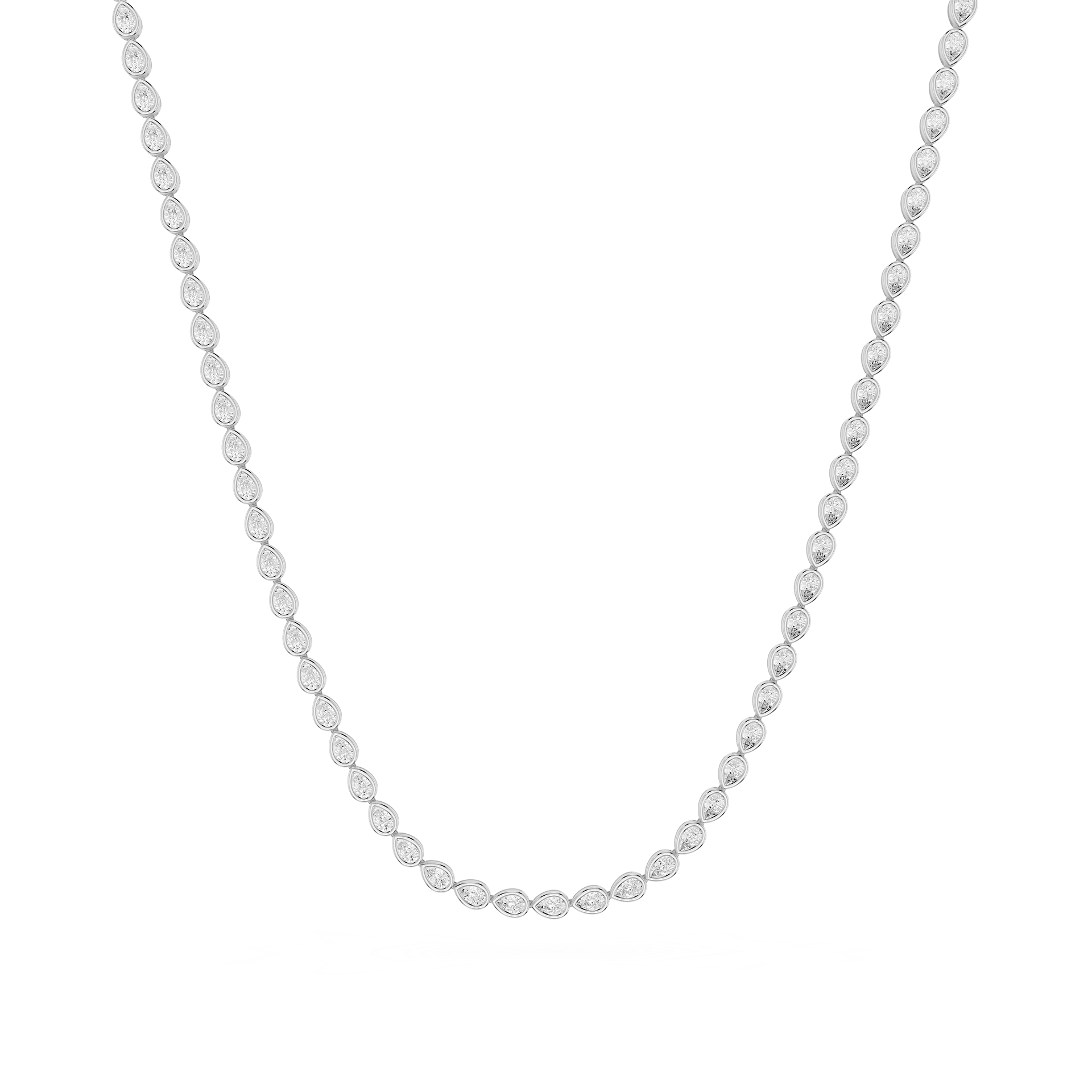 Bezel Set Pear Cut Lab Grown Diamond Tennis Necklace