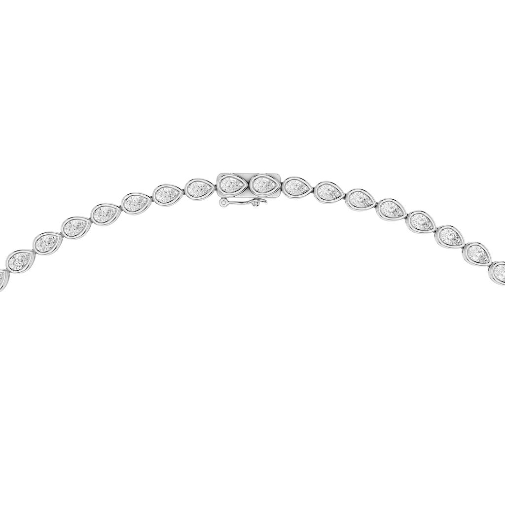 Bezel Set Pear Cut Lab Grown Diamond Tennis Necklace