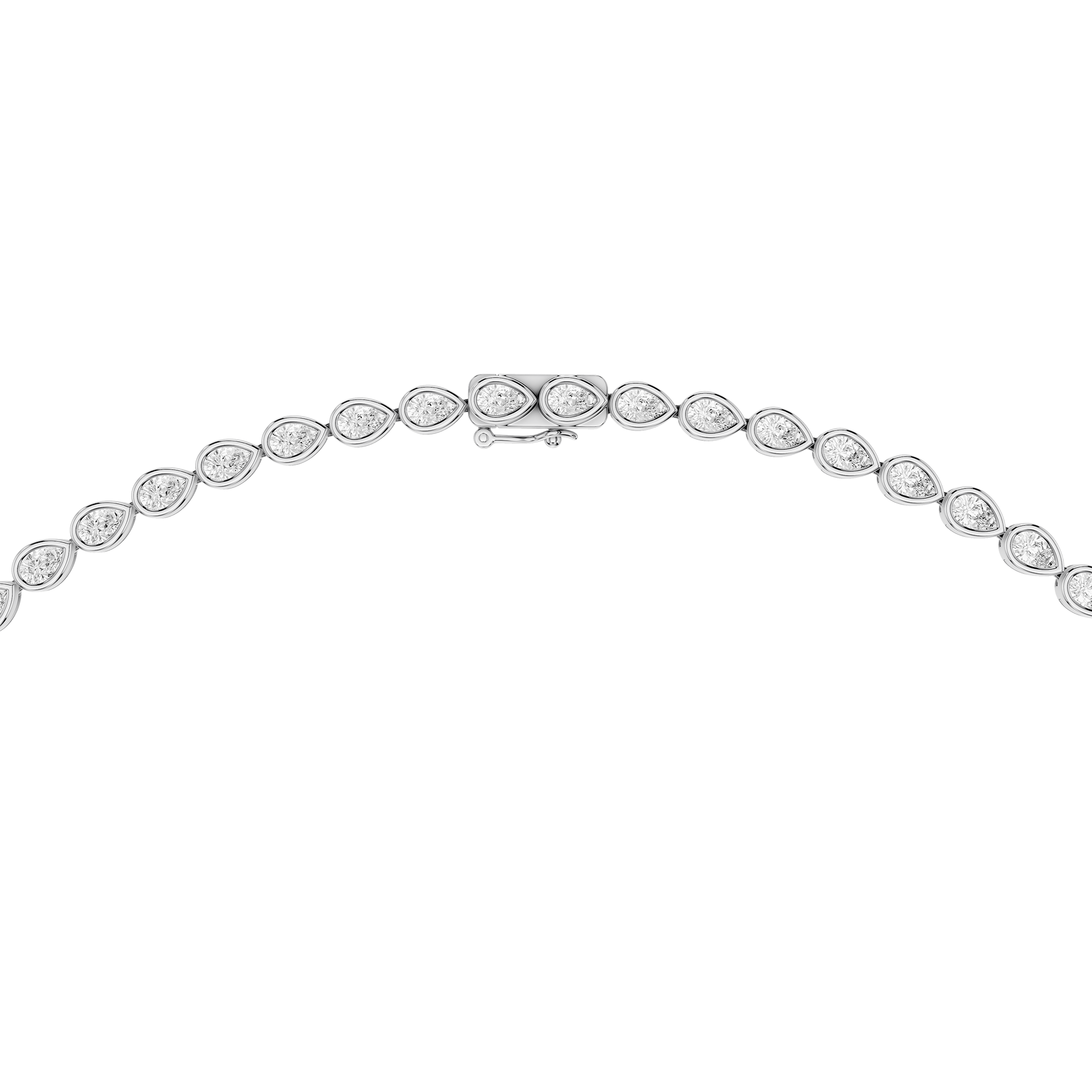 Bezel Set Pear Cut Lab Grown Diamond Tennis Necklace