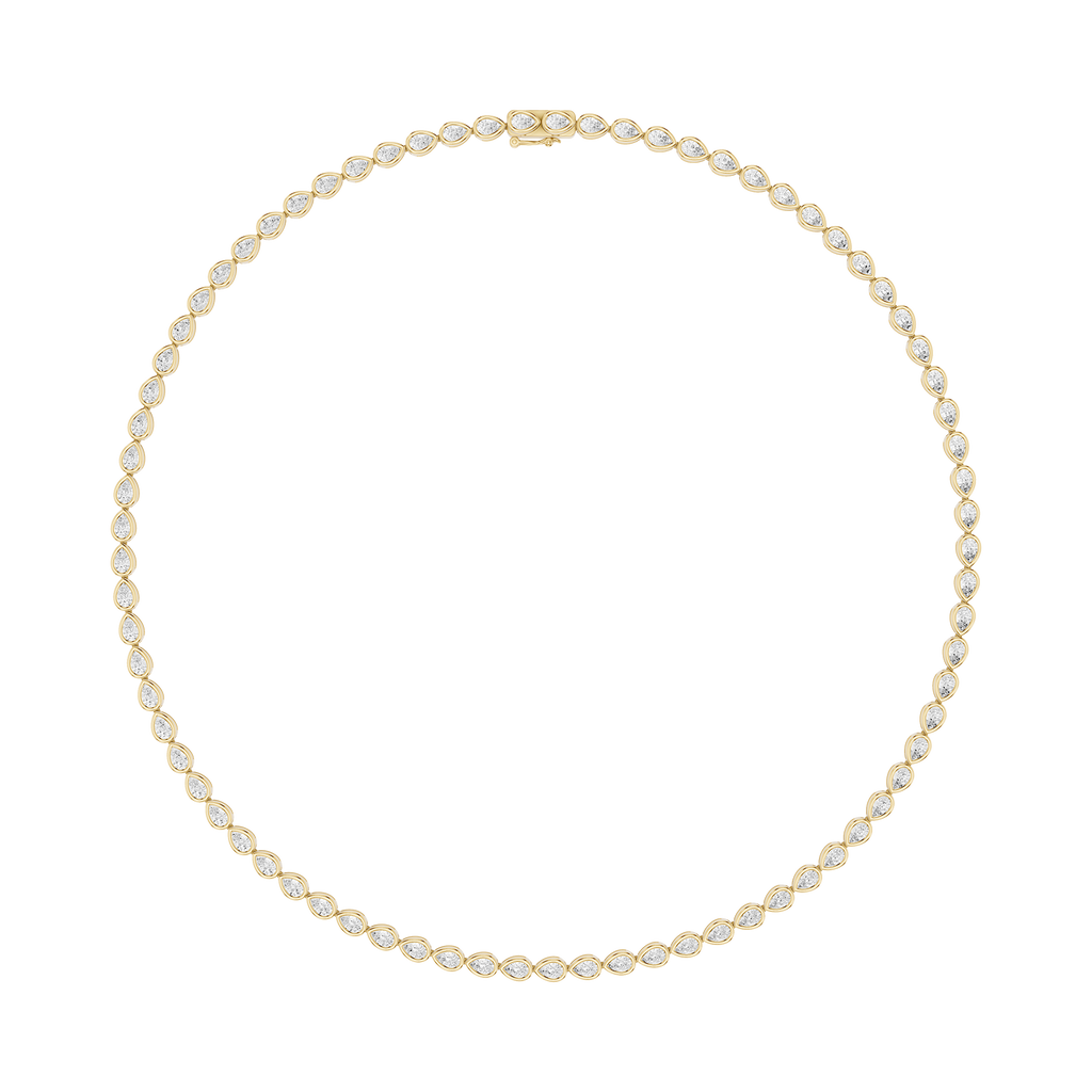 Bezel Set Pear Cut Lab Grown Diamond Tennis Necklace
