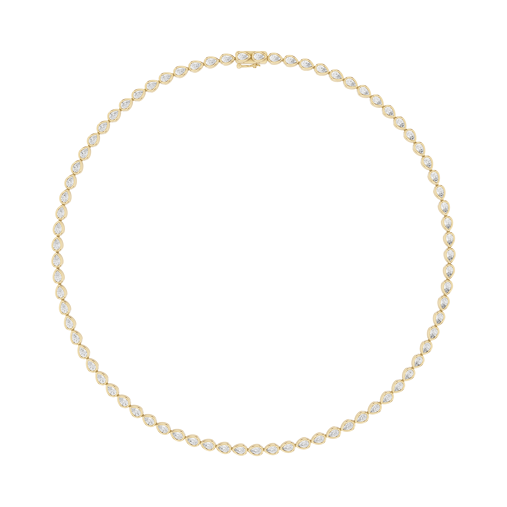 Bezel Set Pear Cut Lab Grown Diamond Tennis Necklace