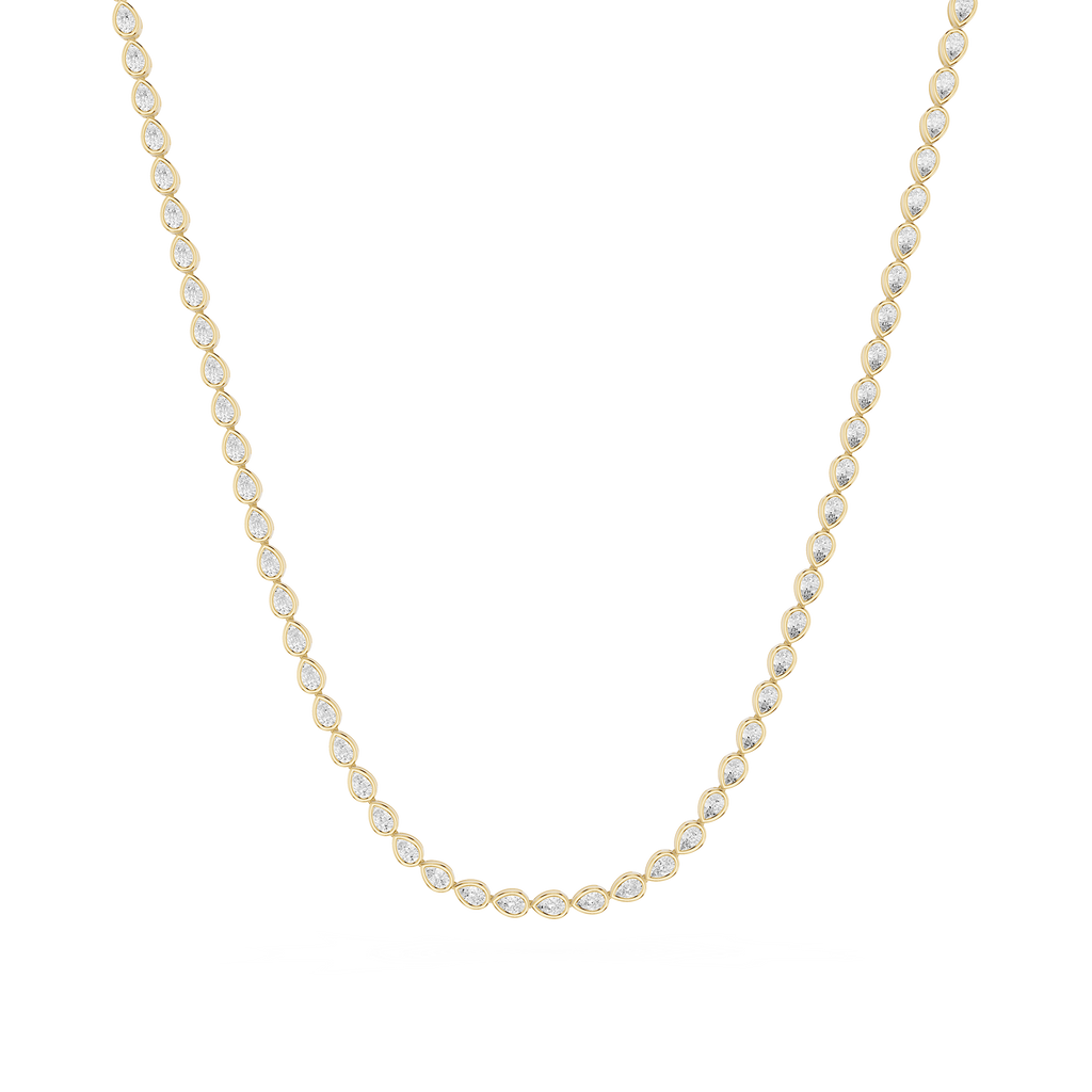 Bezel Set Pear Cut Lab Grown Diamond Tennis Necklace