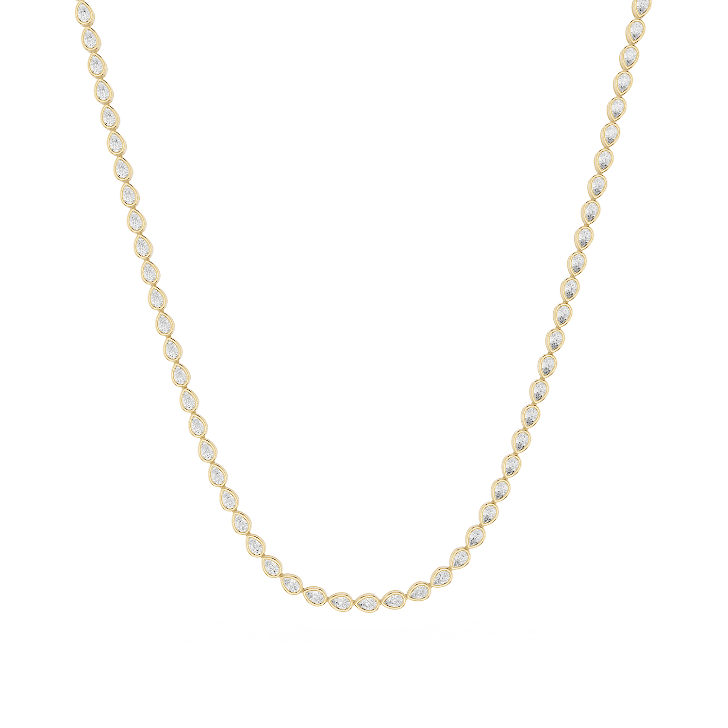 Bezel Set Pear Cut Lab Grown Diamond Tennis Necklace