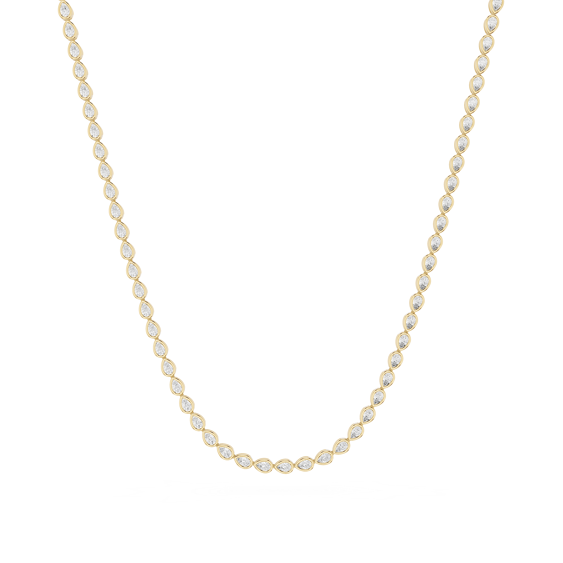 Bezel Set Pear Cut Lab Grown Diamond Tennis Necklace