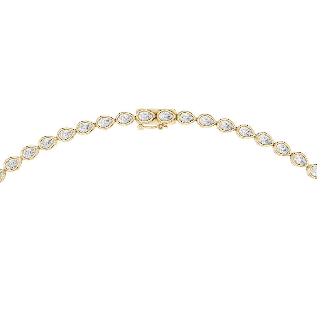 Bezel Set Pear Cut Lab Grown Diamond Tennis Necklace