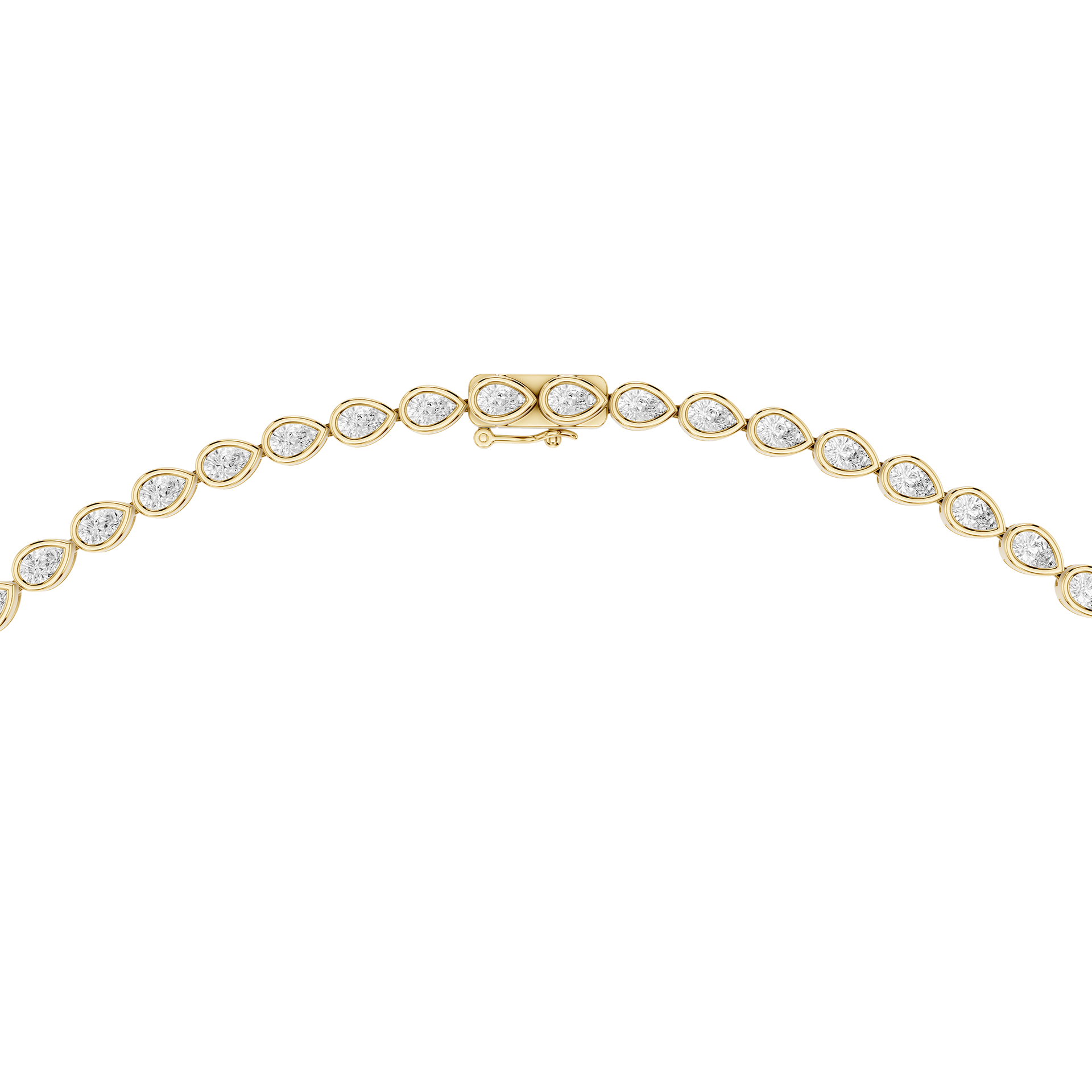 Bezel Set Pear Cut Lab Grown Diamond Tennis Necklace