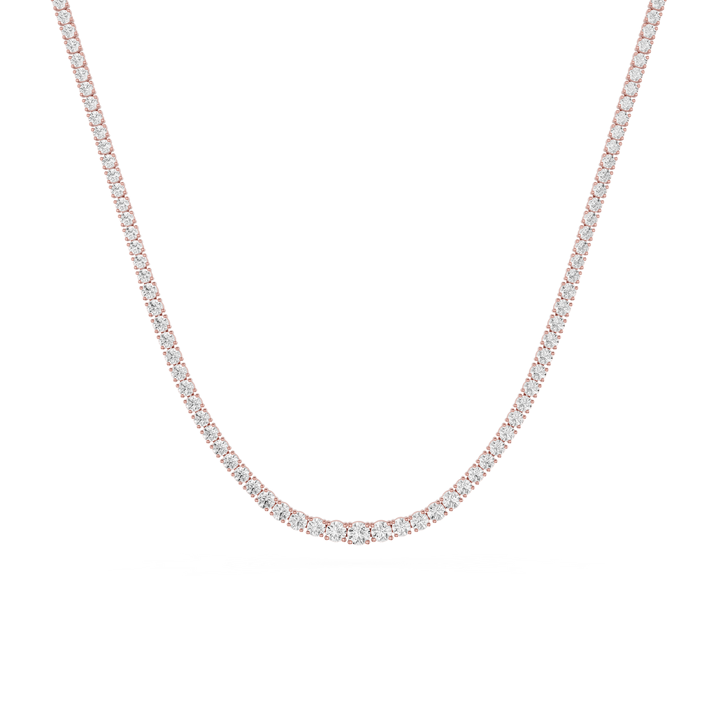 Graduated Round Cut Lab Grown Diamond Tennis Necklace