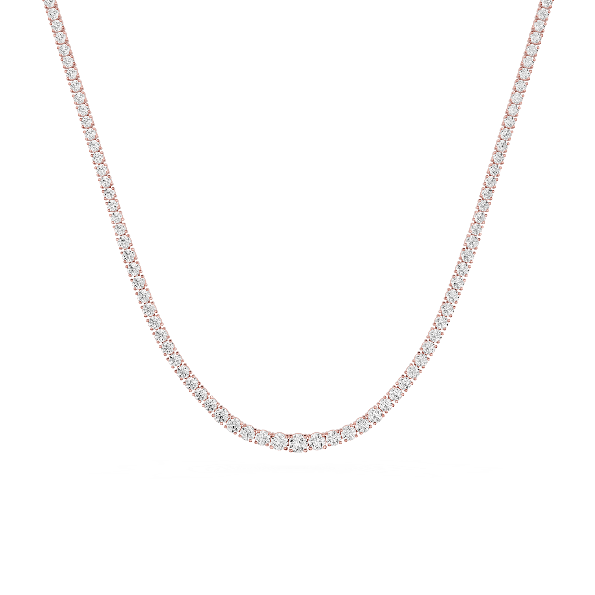 Graduated Round Cut Lab Grown Diamond Tennis Necklace