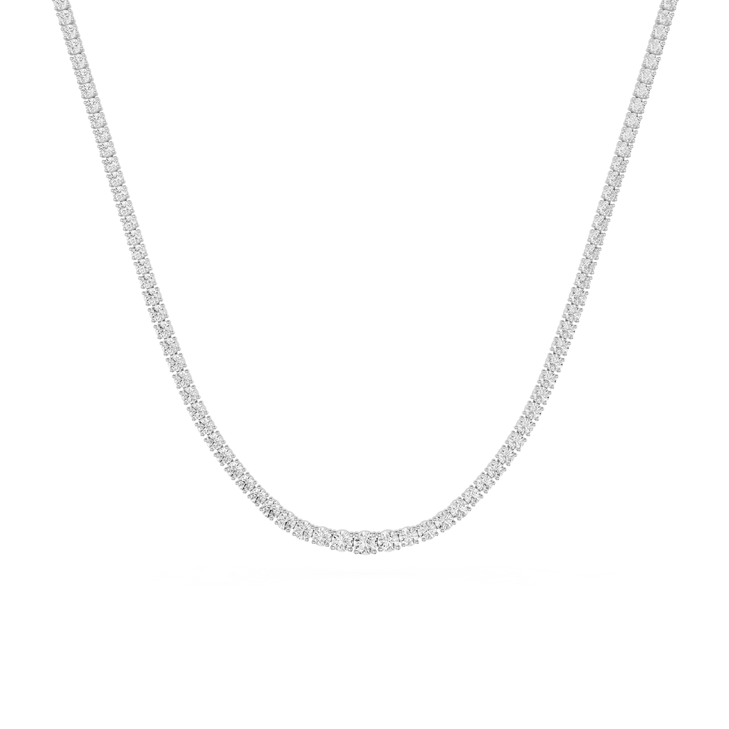 Graduated Round Cut Lab Grown Diamond Tennis Necklace