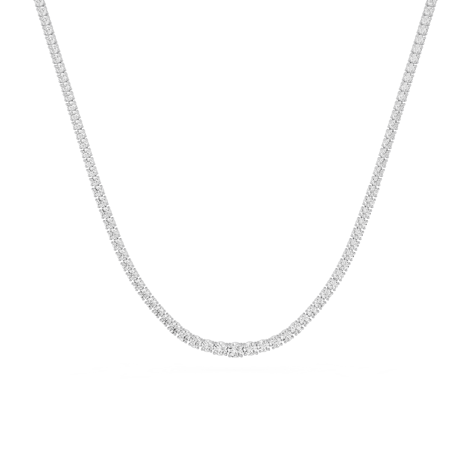 Graduated Round Cut Lab Grown Diamond Tennis Necklace