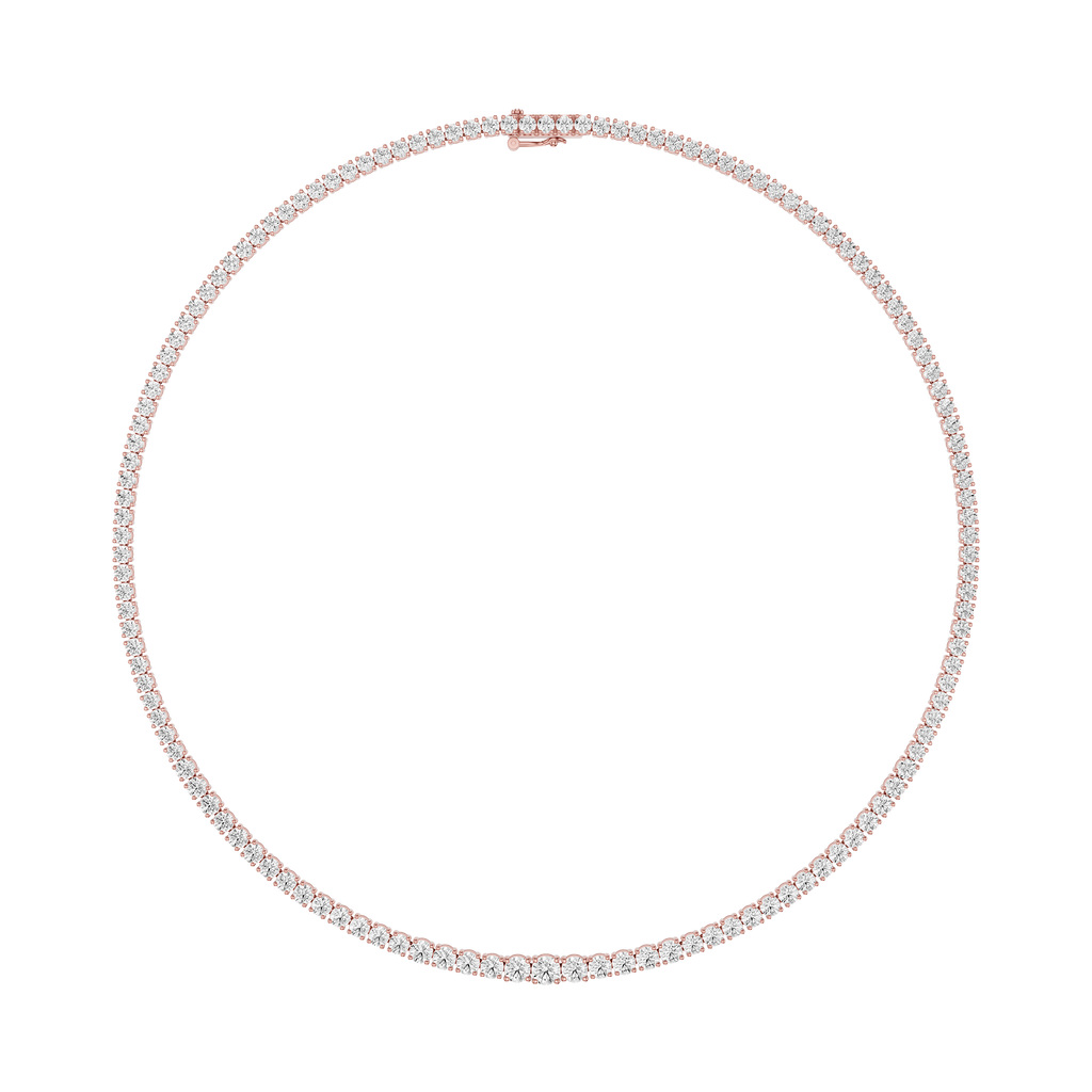 Graduated Round Cut Lab Grown Diamond Tennis Necklace