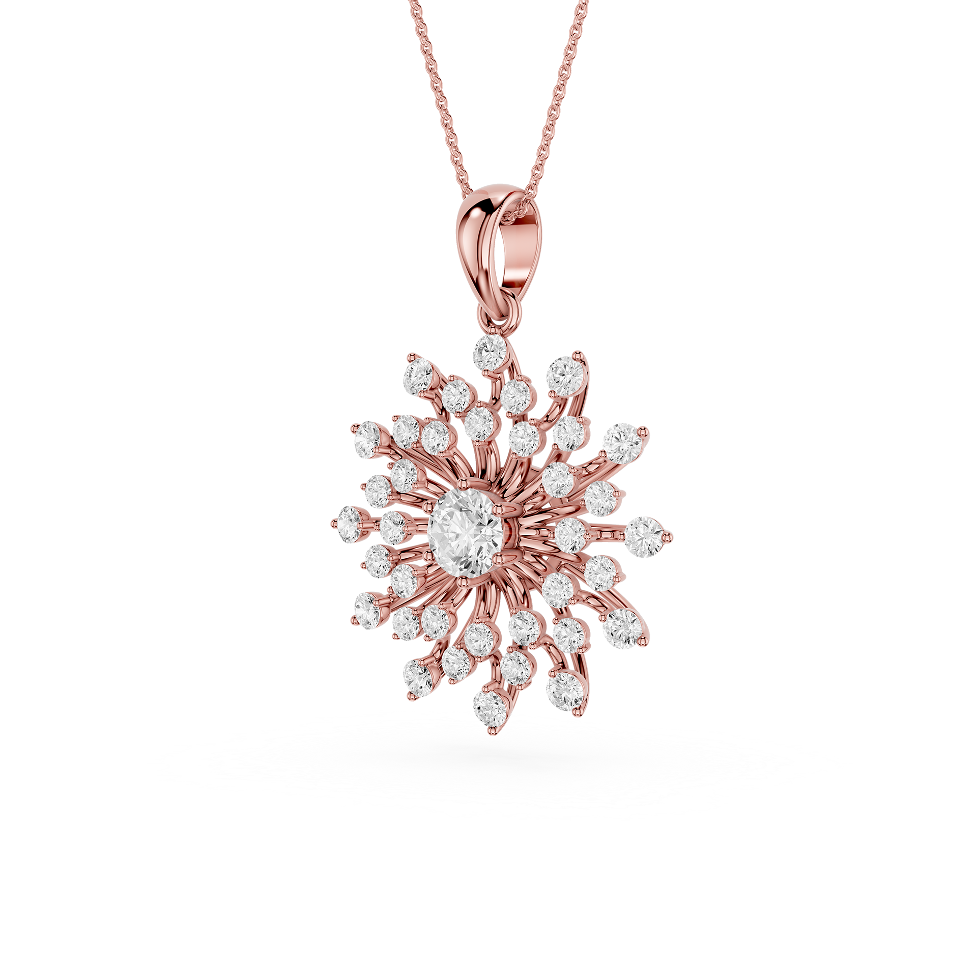 Sunburst Lab Grown Diamond Pendant for Women