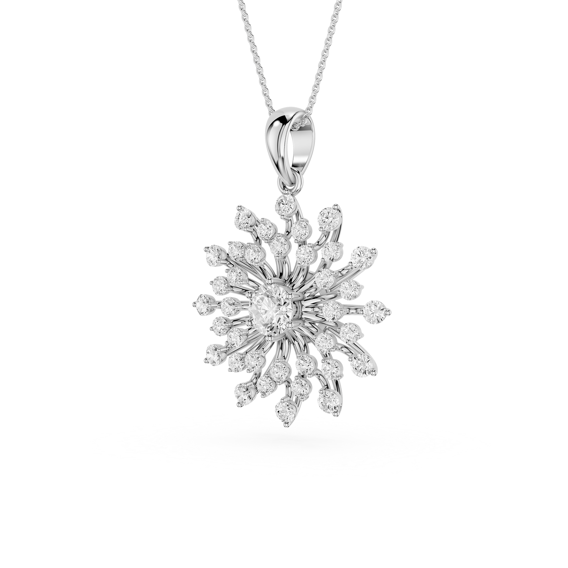 Sunburst Lab Grown Diamond Pendant for Women