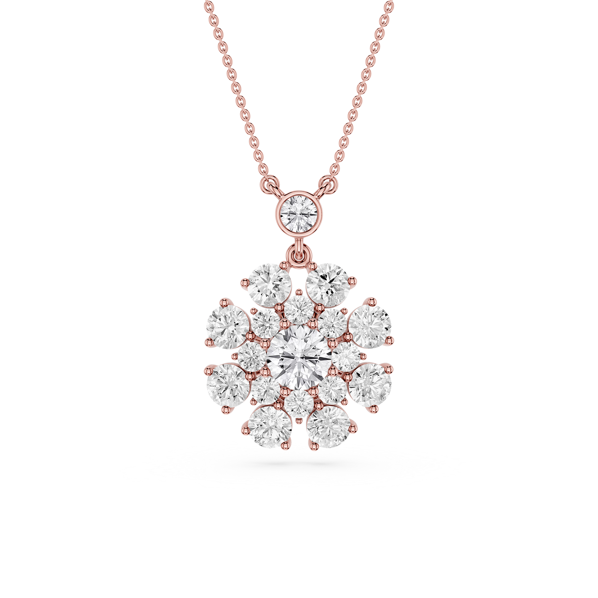 Round Lab Grown Diamond Cluster Pendant