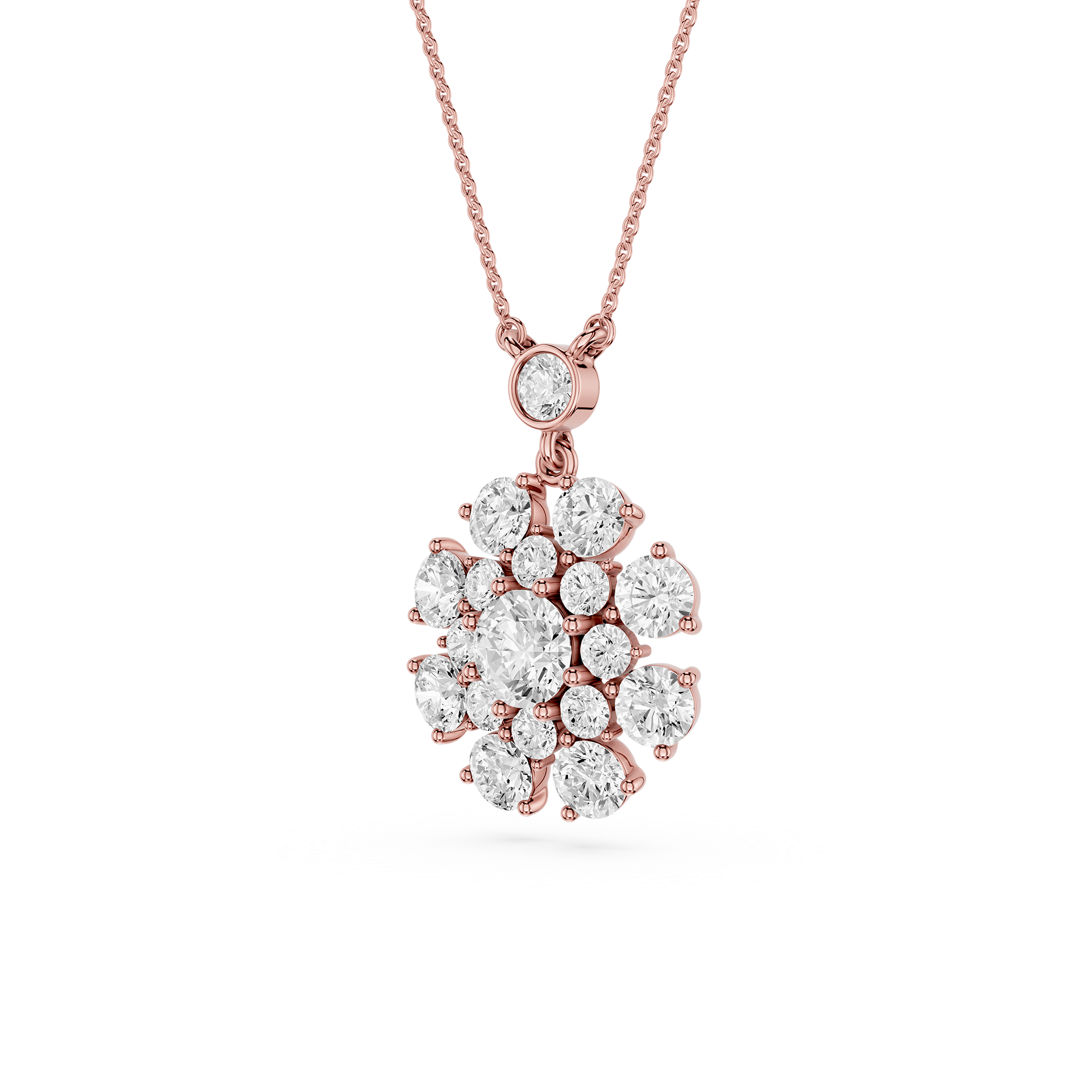 Round Lab Grown Diamond Cluster Pendant