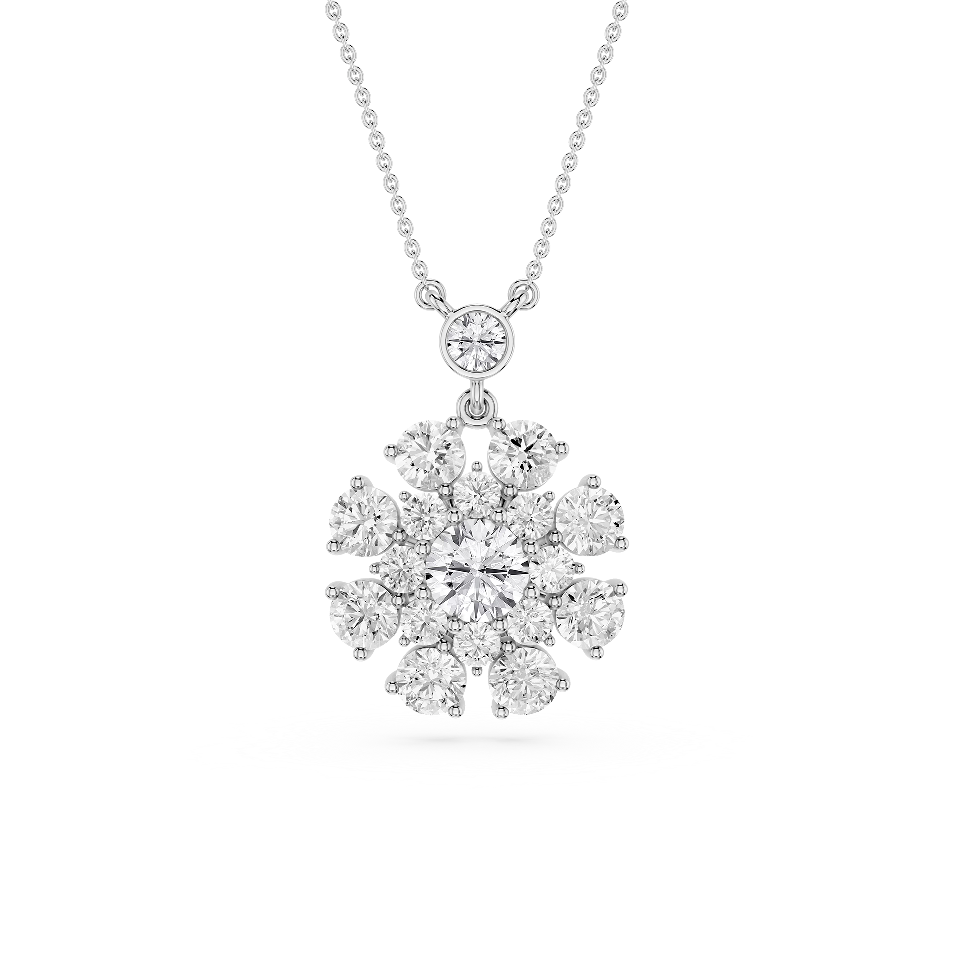 Round Lab Grown Diamond Cluster Pendant