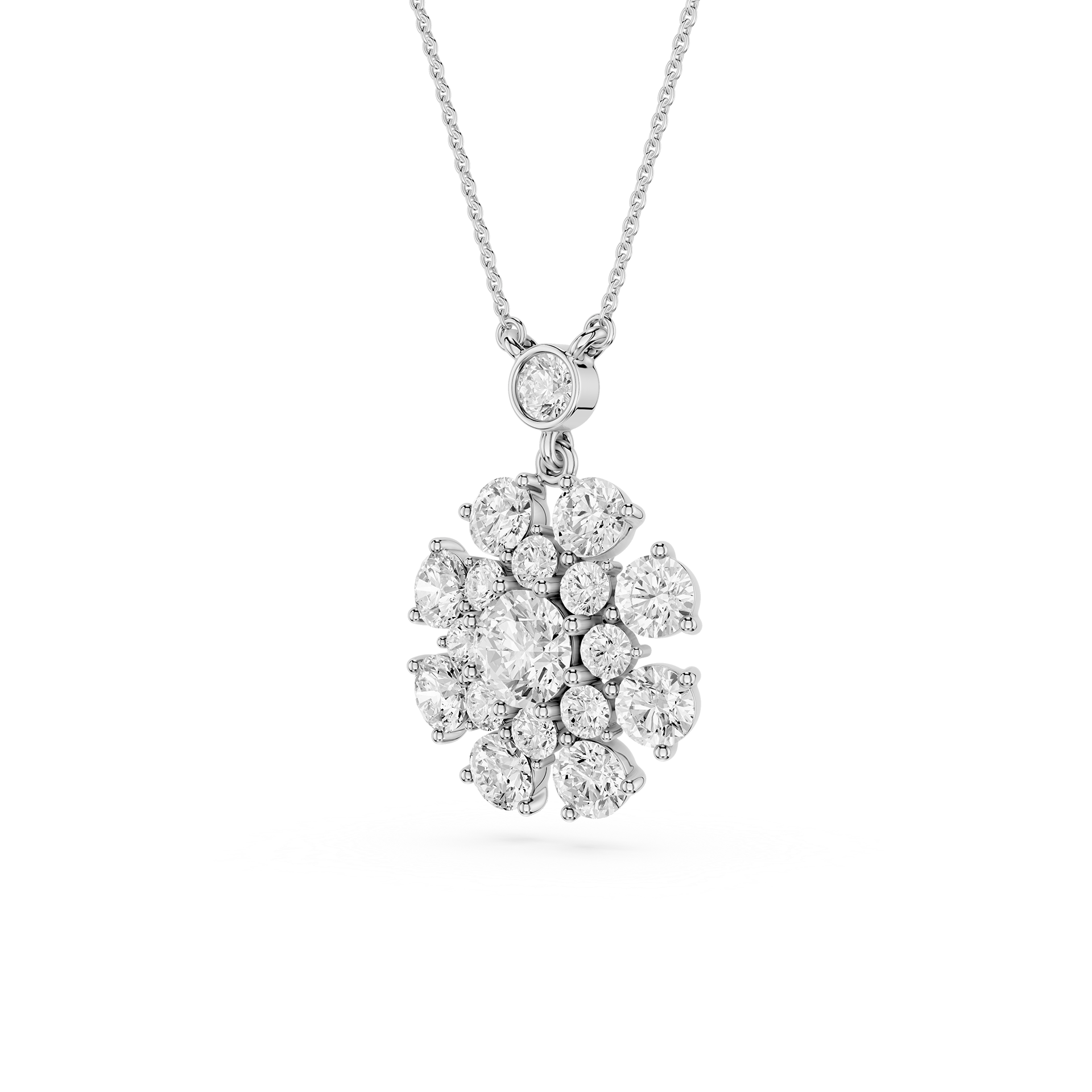 Round Lab Grown Diamond Cluster Pendant