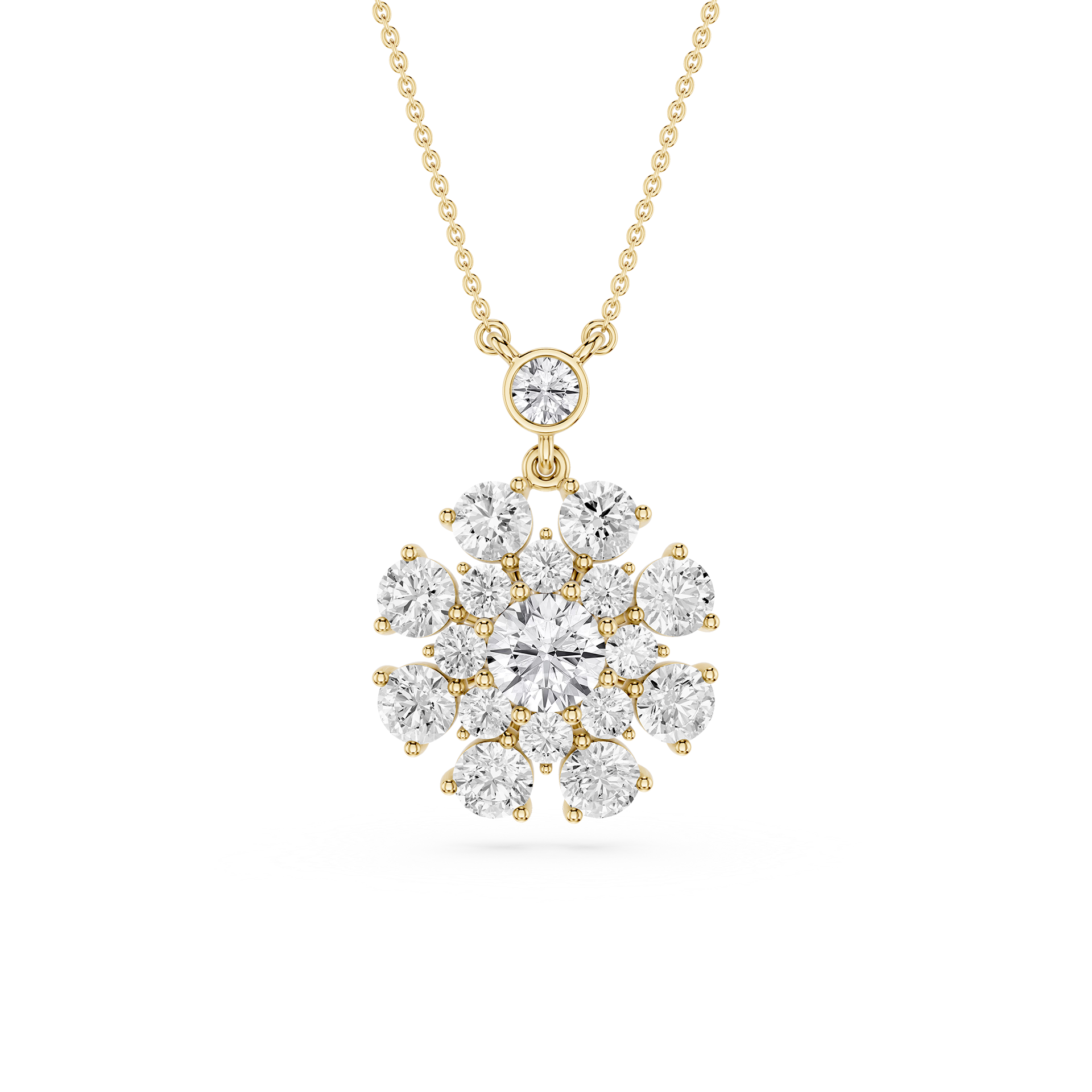 Round Lab Grown Diamond Cluster Pendant