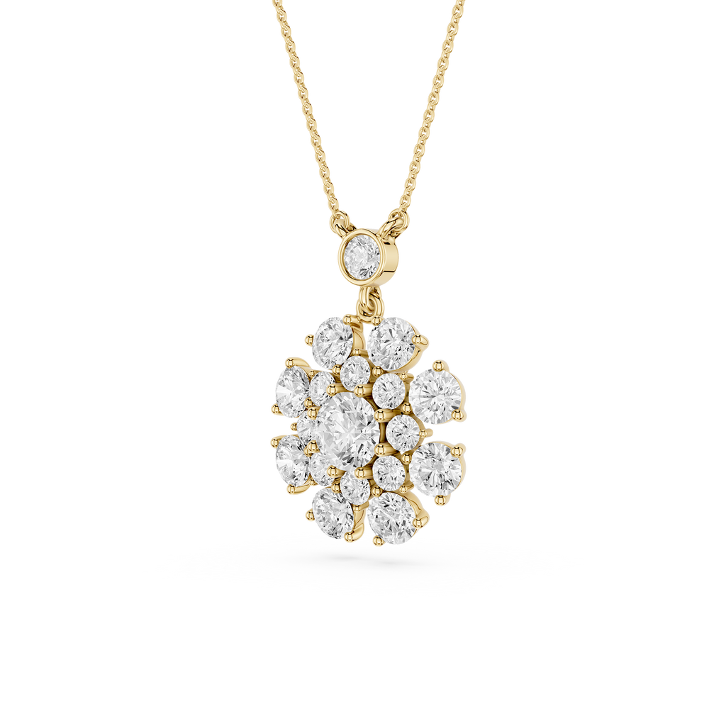 Round Lab Grown Diamond Cluster Pendant