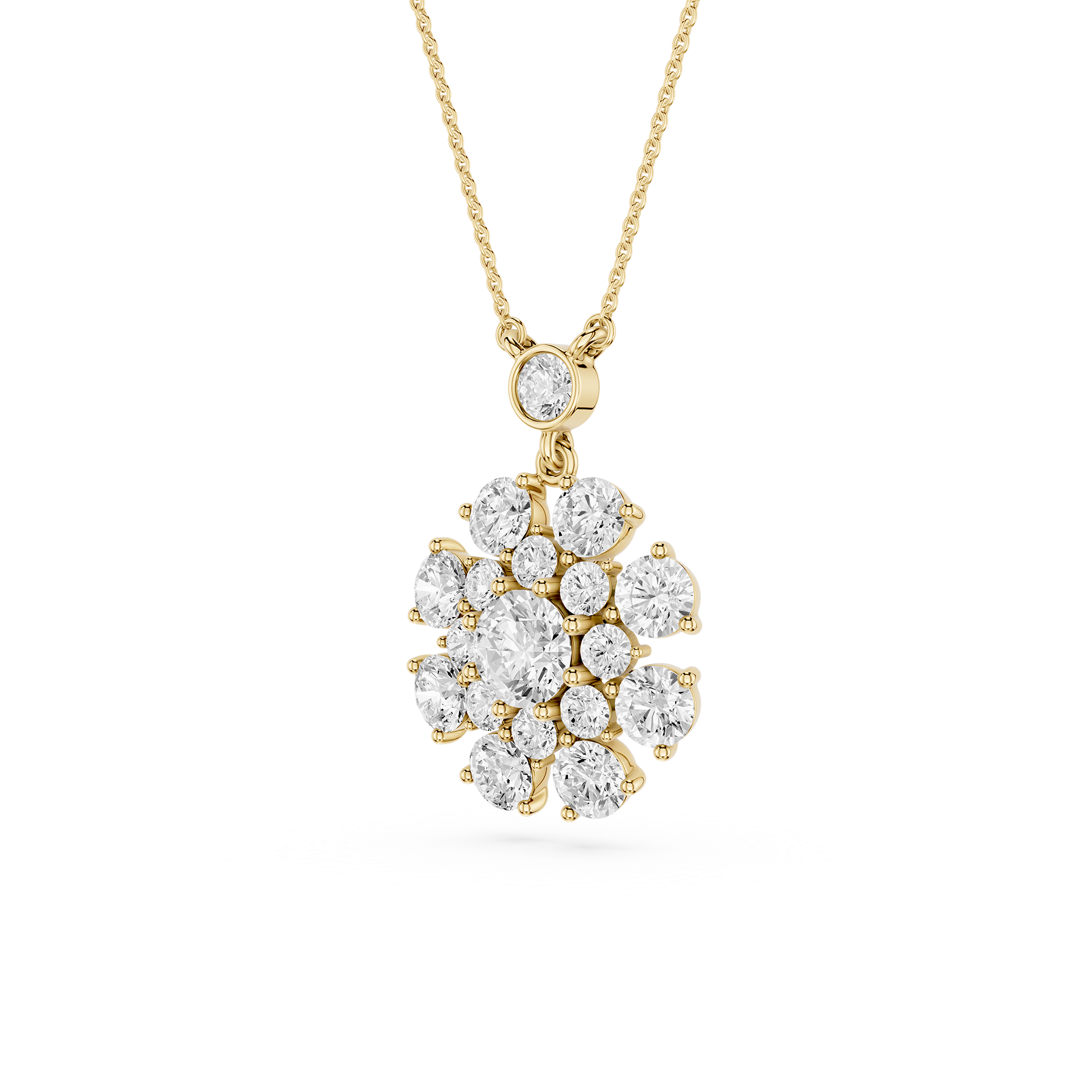Round Lab Grown Diamond Cluster Pendant