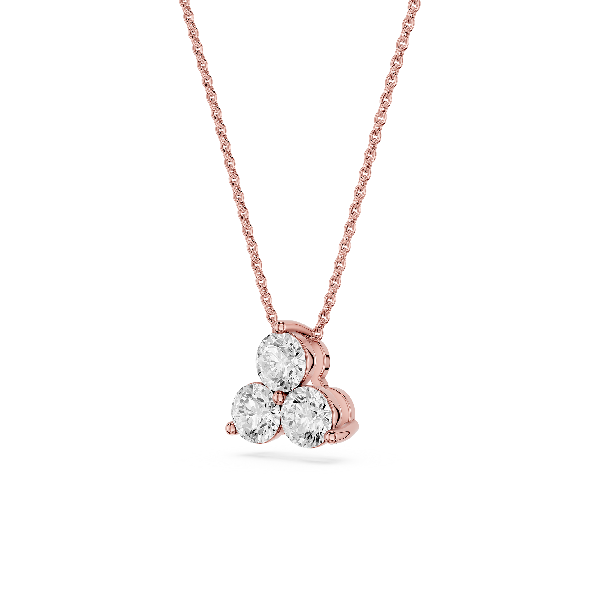 Round Lab Grown Diamond Three Stone Pendant
