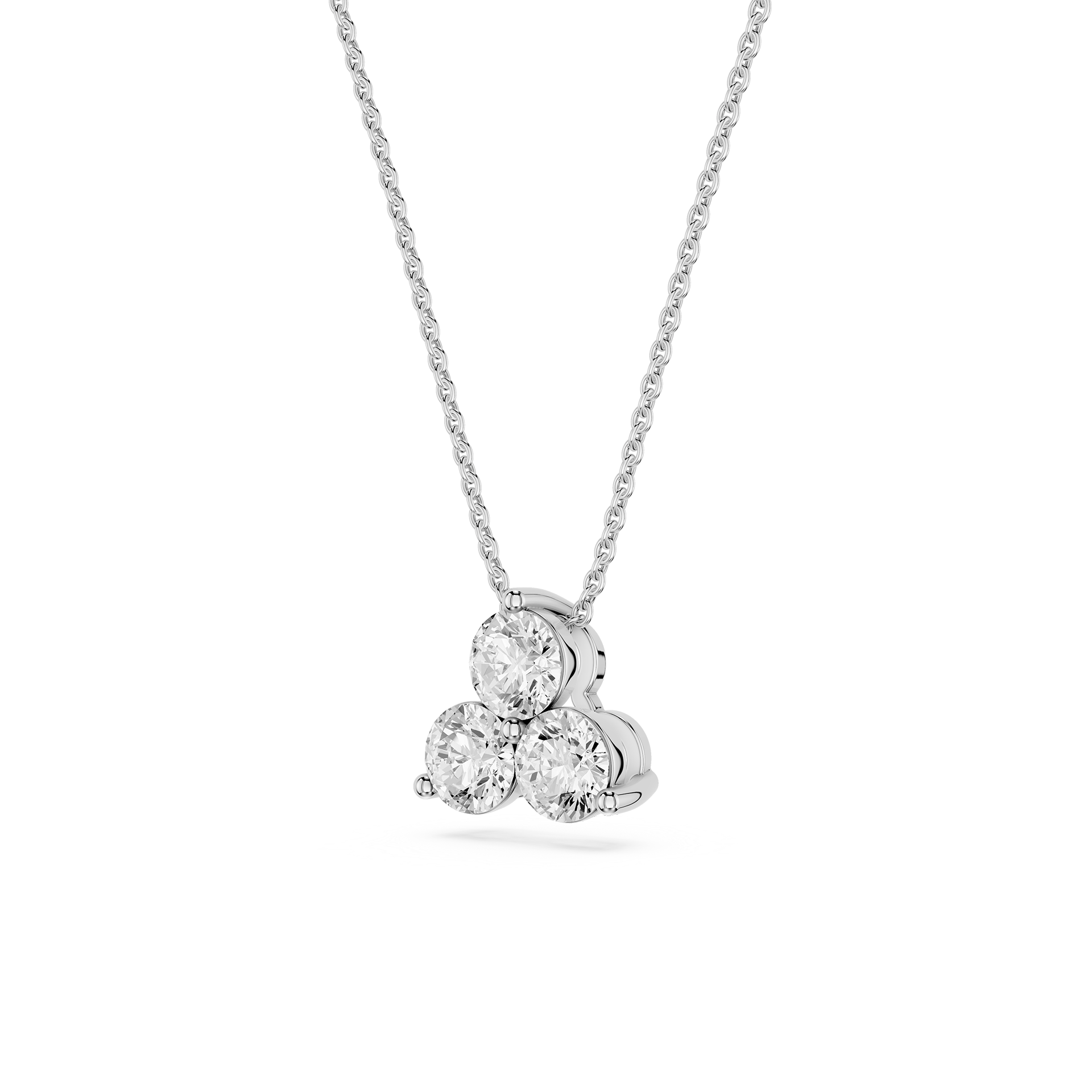 Round Lab Grown Diamond Three Stone Pendant