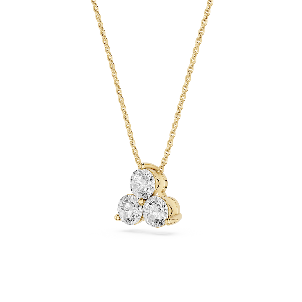 Round Lab Grown Diamond Three Stone Pendant