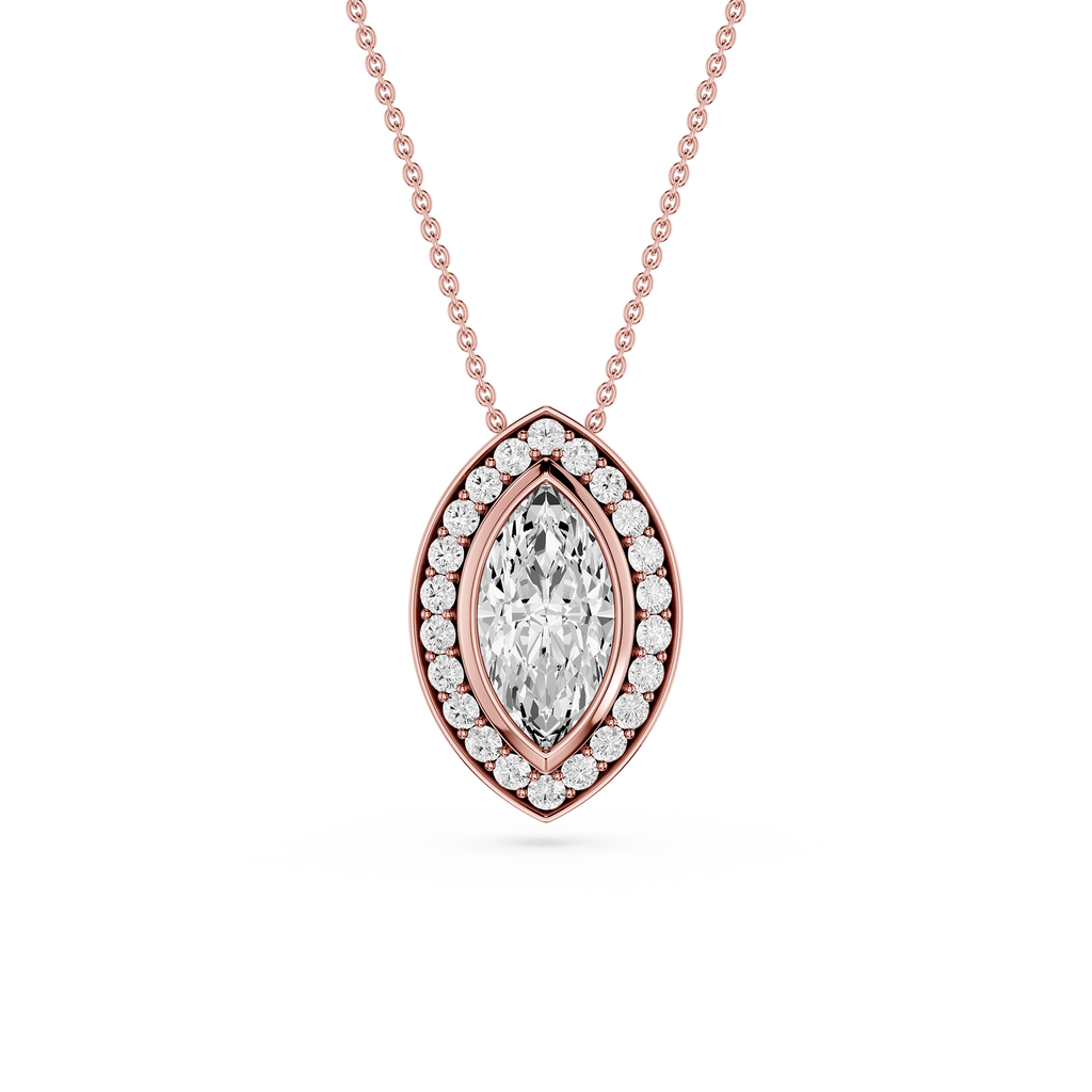 Marquise Lab Grown Diamond Halo Pendant
